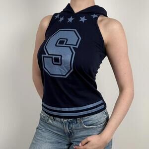 Women's Navy and Blue Hoodie Vest